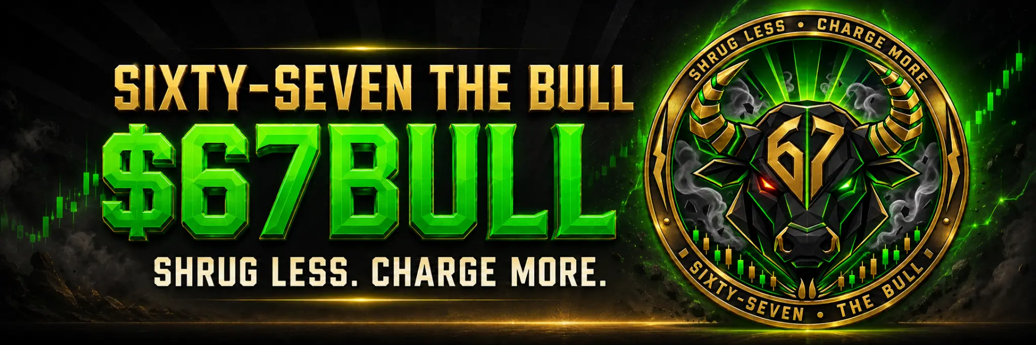 Sixty-Seven the Bull — $67BULL banner